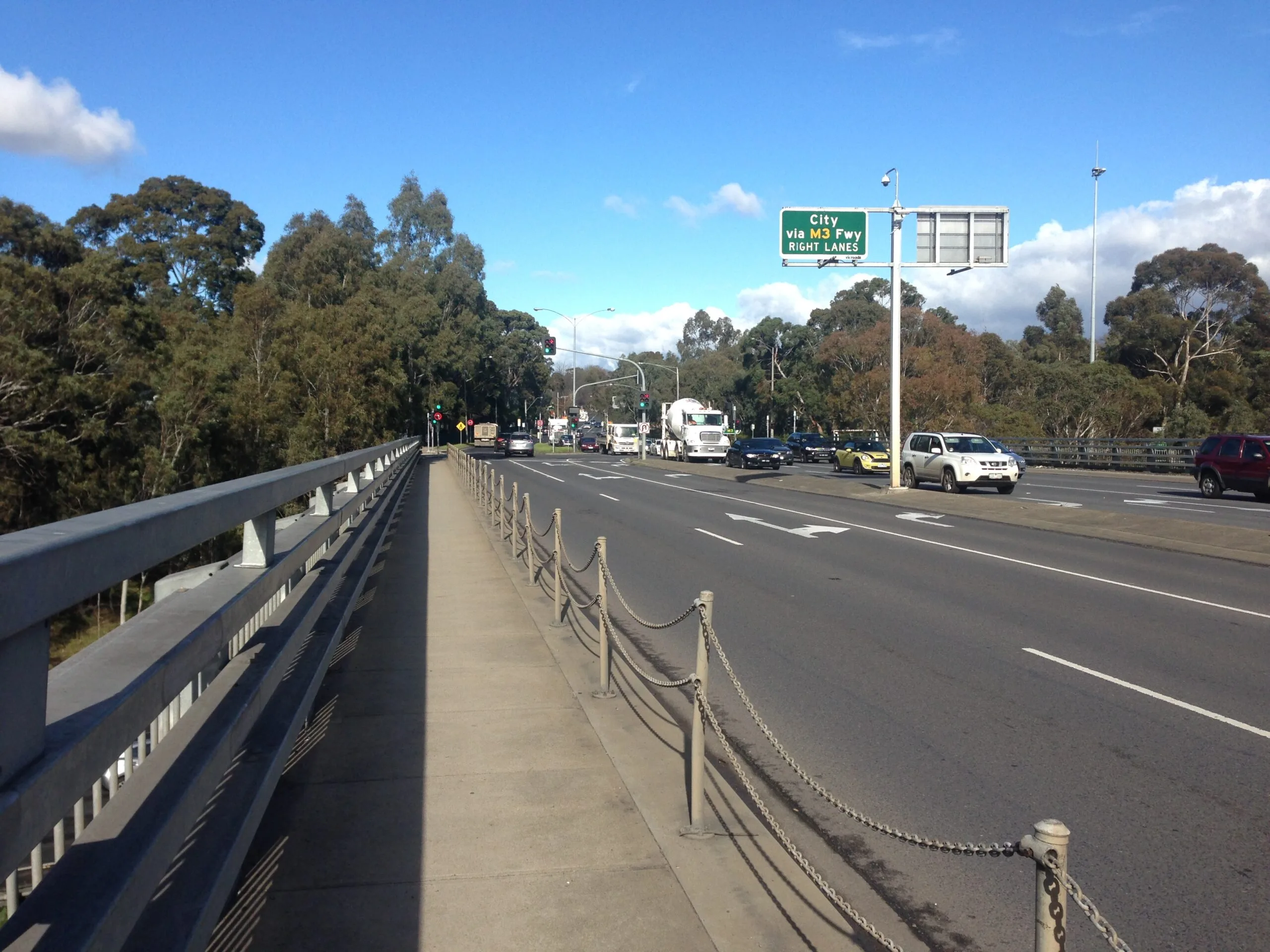 EBTA Eastern Freeway Burke to Tram Bulleen Road and Eastern Freeway intersection, Melbourne – part of the Burke to Tram section upgraded under the EBTA North East Link project