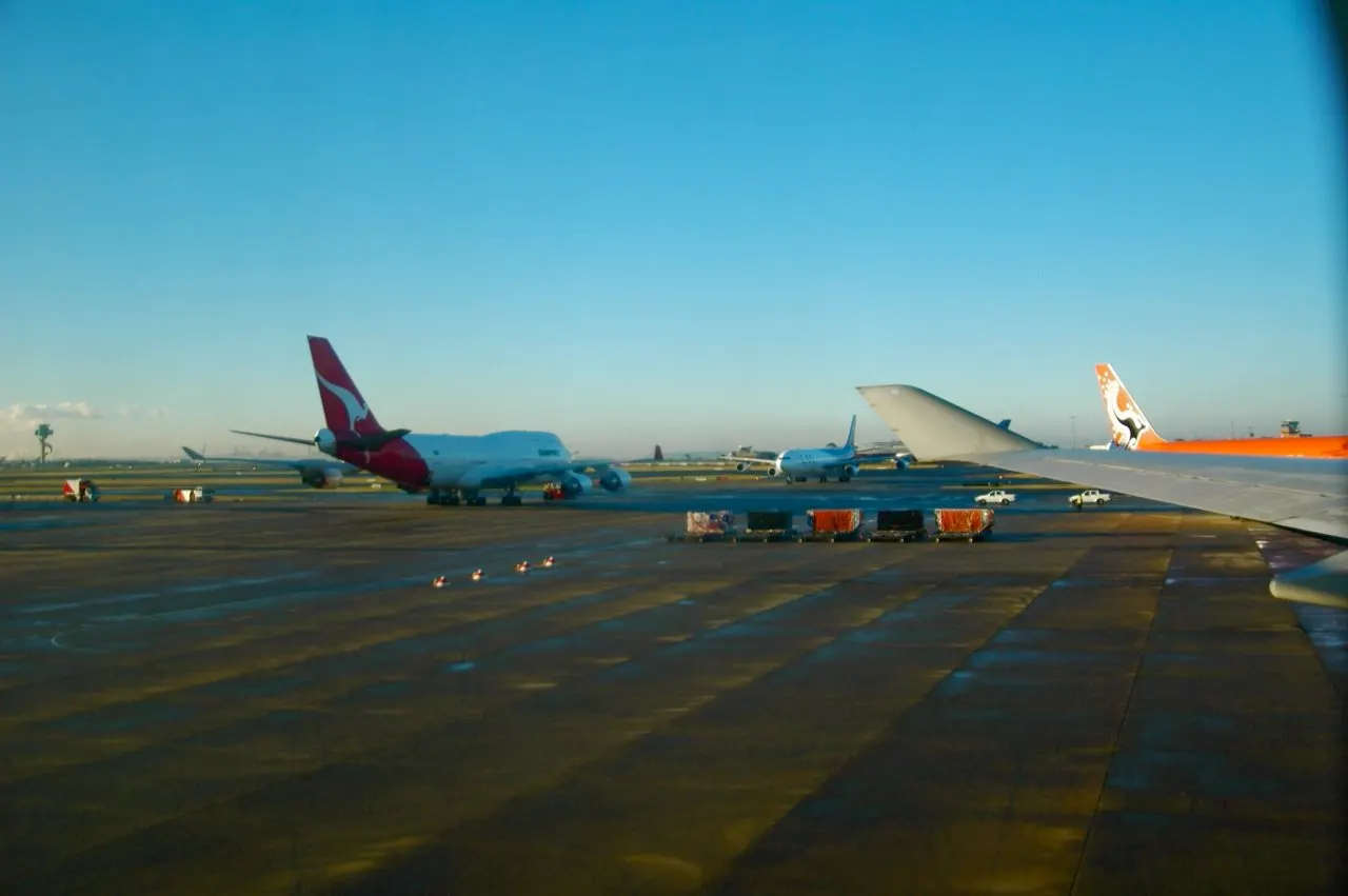 Aircraft on the tarmac and taxiways at Melbourne Airport
