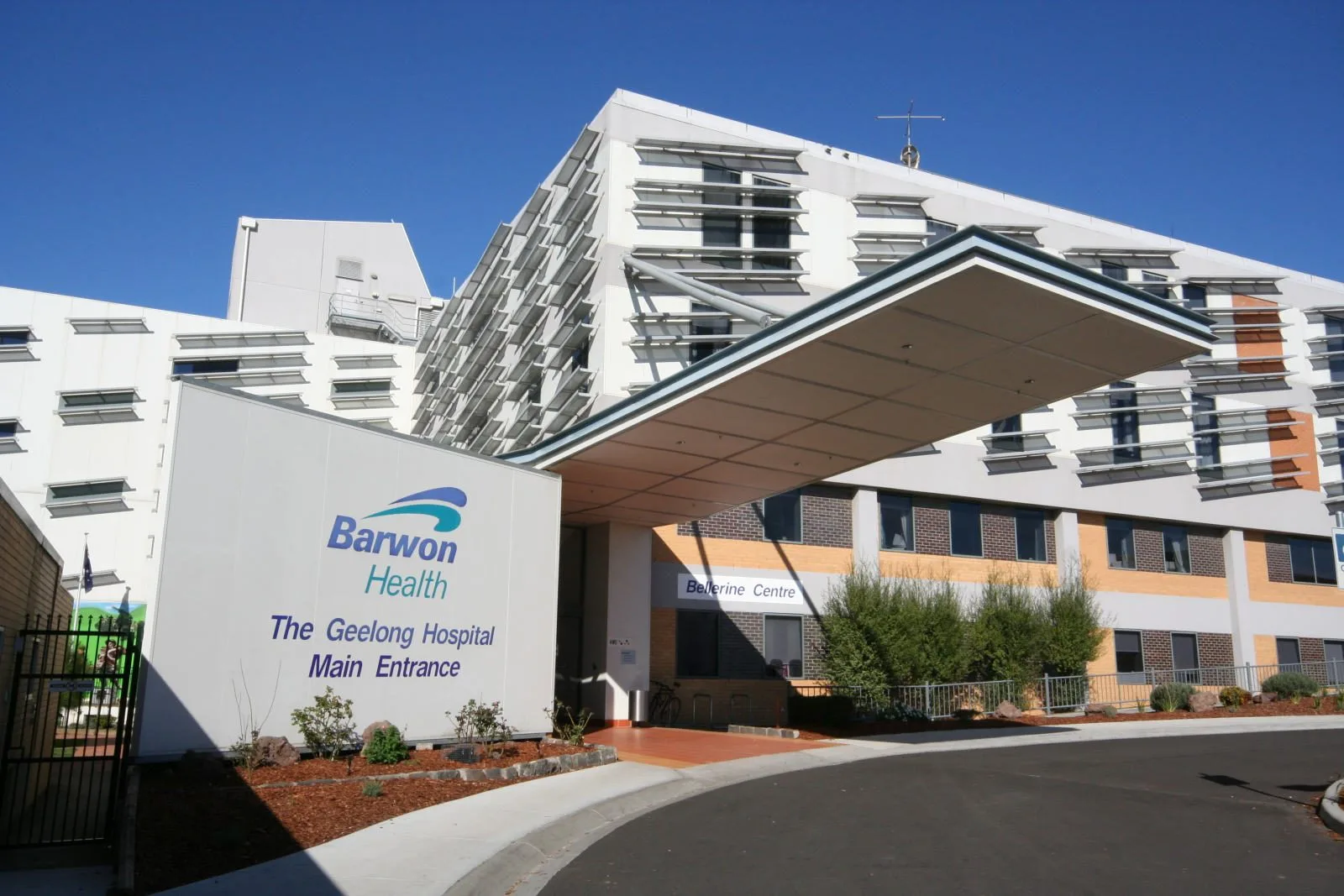 Barwon Health – The Geelong Hospital Main Entrance Barwon Health / The Geelong Hospital main entrance, Bellarine Centre, University Hospital Geelong precinct