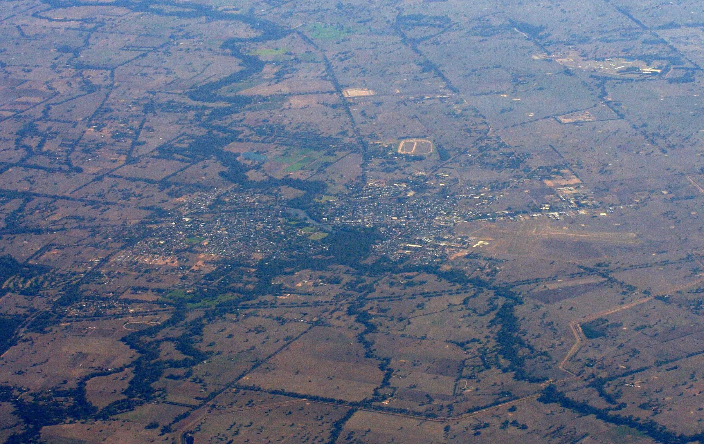 Aerial view of Benalla, Victoria, near the site of the Benalla Munitions Facility infrastructure upgrades