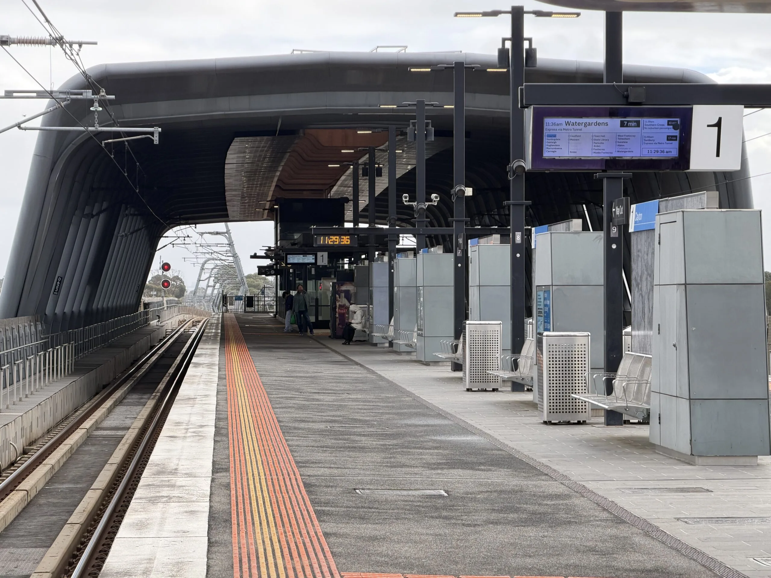 Clayton railway station platform, Melbourne, site of the Suburban Rail Loop East Clayton station box